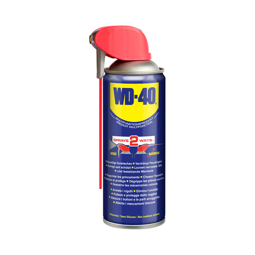 WD-40 Multifunktionsprodukt mit Smart-Straw-Sprühkopf, Produktfoto auf weißem Grund