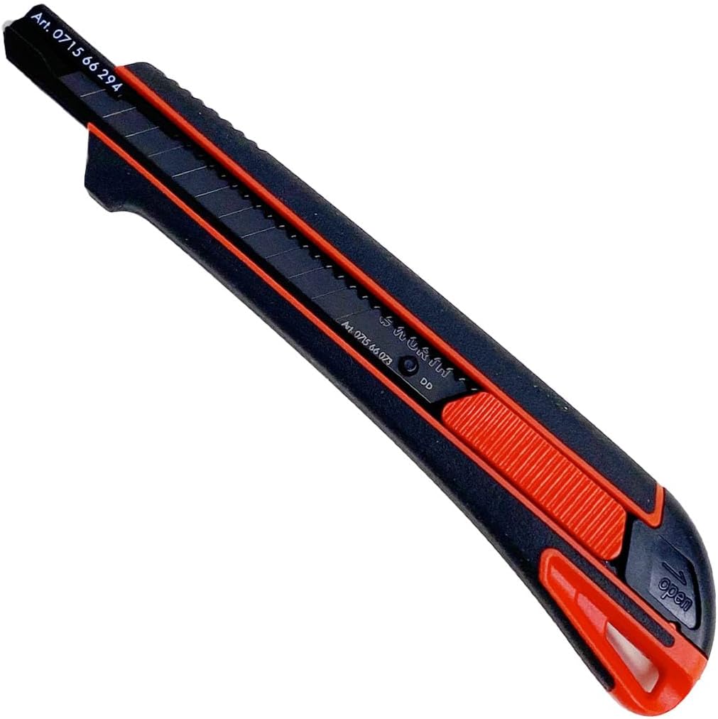 Produktfoto des Würth Cutter-Messers 2K mit Schieber: rot-schwarzes Abbrechmesser, auf dem Schieber die Artikelnummer 0715 66294.